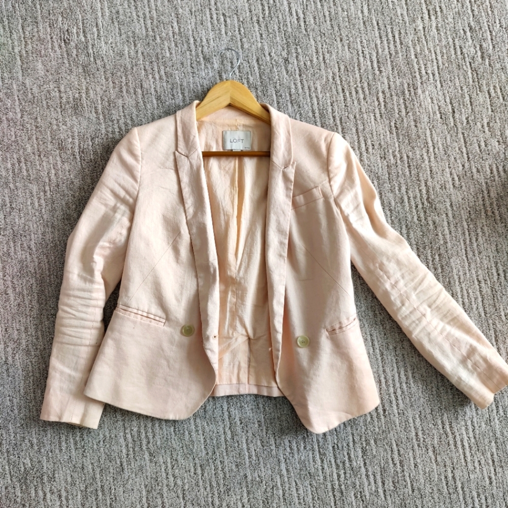 Loft Blush Linen Blazer
